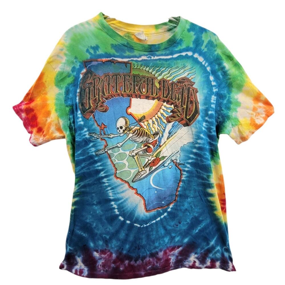 Vintage Original 1986 Grateful Dead Rick Griffin Tie Dye Skeleton Tee Hippie